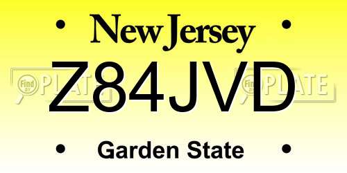 Z84JVD New Jersey License Plate