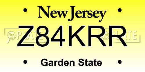 Z84KRR New Jersey License Plate