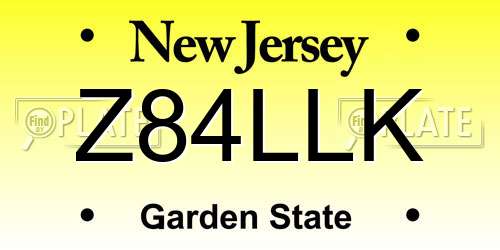 Z84LLK New Jersey License Plate