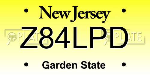 Z84LPD New Jersey License Plate