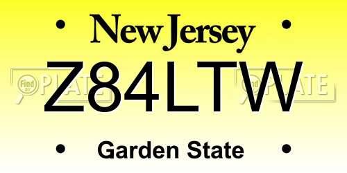 Z84LTW New Jersey License Plate