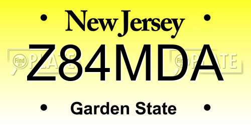Z84MDA New Jersey License Plate