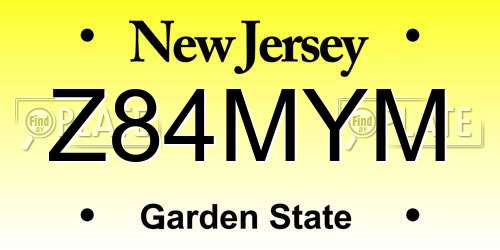 Z84MYM New Jersey License Plate