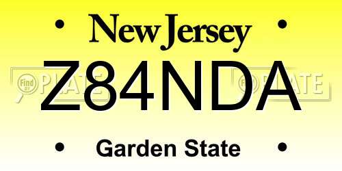 Z84NDA New Jersey License Plate