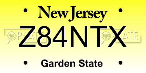Z84NTX New Jersey License Plate