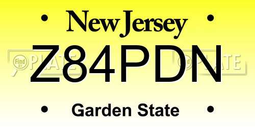 Z84PDN New Jersey License Plate