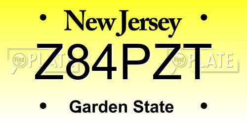 Z84PZT New Jersey License Plate
