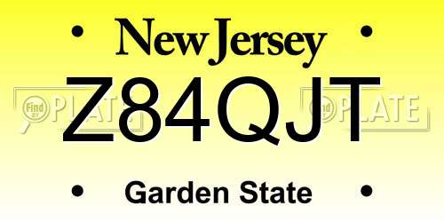 Z84QJT New Jersey License Plate