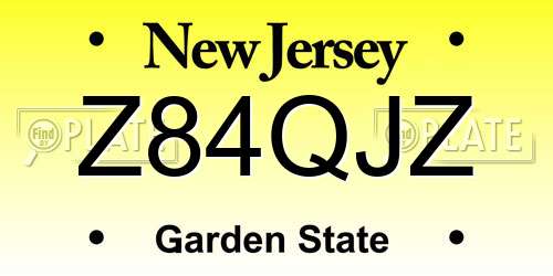 Z84QJZ New Jersey License Plate