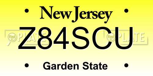 Z84SCU New Jersey License Plate