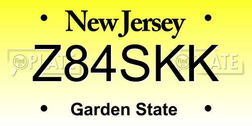 Z84SKK New Jersey License Plate
