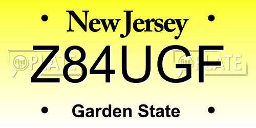 Z84UGF New Jersey License Plate