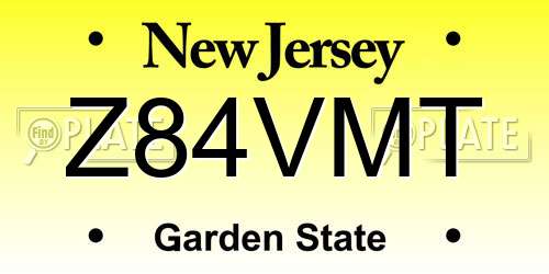Z84VMT New Jersey License Plate