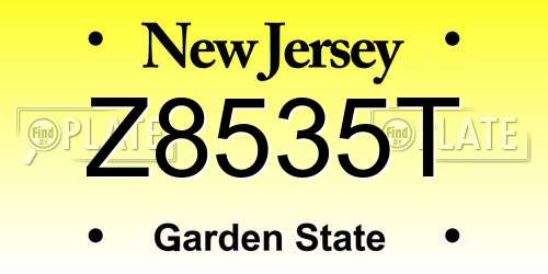 Z8535T New Jersey License Plate