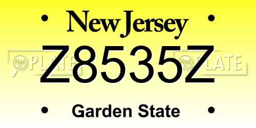 Z8535Z New Jersey License Plate