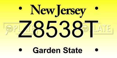 Z8538T New Jersey License Plate