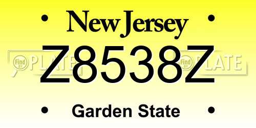 Z8538Z New Jersey License Plate