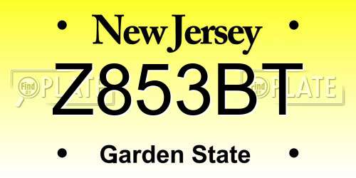 Z853BT New Jersey License Plate