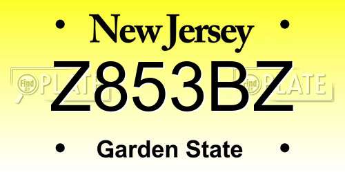 Z853BZ New Jersey License Plate