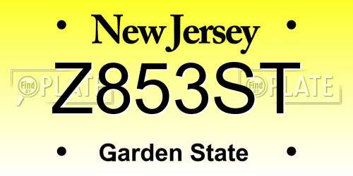 Z853ST New Jersey License Plate