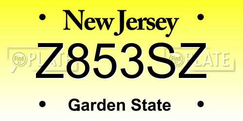 Z853SZ New Jersey License Plate