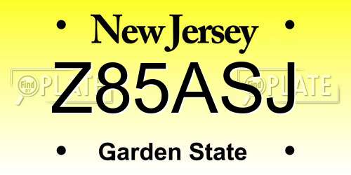 Z85ASJ New Jersey License Plate