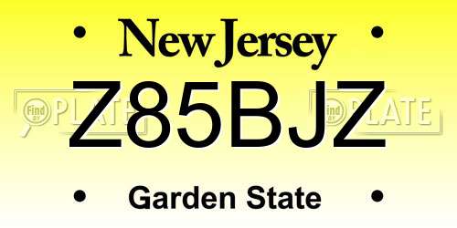 Z85BJZ New Jersey License Plate