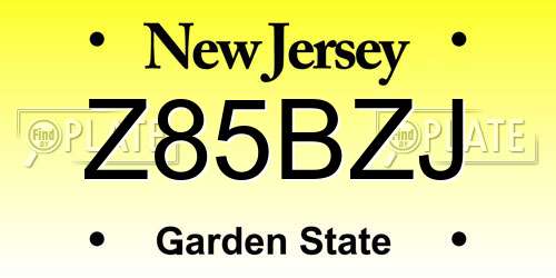 Z85BZJ New Jersey License Plate