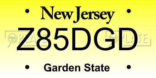 Z85DGD New Jersey License Plate