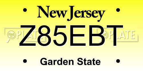 Z85EBT New Jersey License Plate