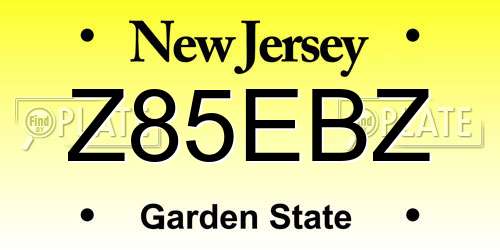 Z85EBZ New Jersey License Plate