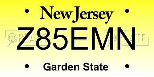 Z85EMN New Jersey License Plate