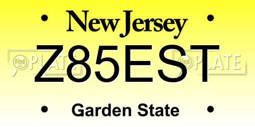 Z85EST New Jersey License Plate