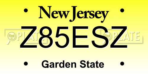 Z85ESZ New Jersey License Plate