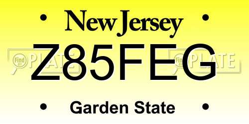 Z85FEG New Jersey License Plate
