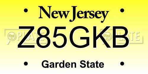 Z85GKB New Jersey License Plate