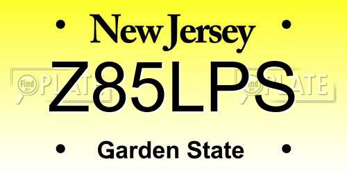 Z85LPS New Jersey License Plate