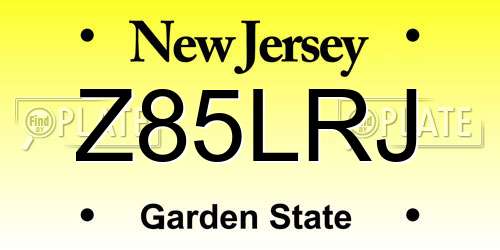 Z85LRJ New Jersey License Plate