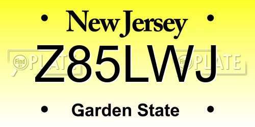 Z85LWJ New Jersey License Plate