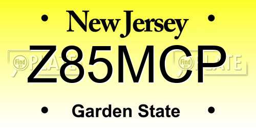 Z85MCP New Jersey License Plate