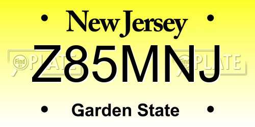 Z85MNJ New Jersey License Plate