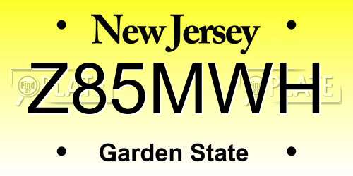 Z85MWH New Jersey License Plate