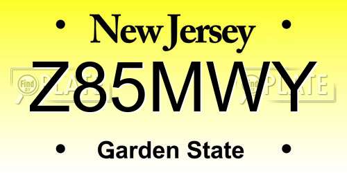 Z85MWY New Jersey License Plate
