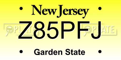 Z85PFJ New Jersey License Plate