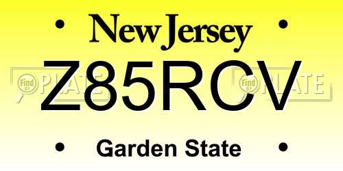 Z85RCV New Jersey License Plate