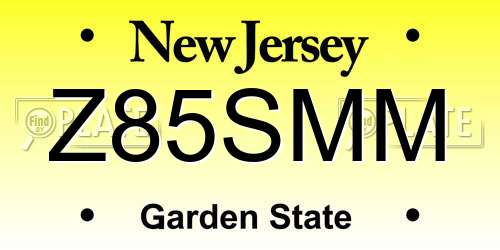 Z85SMM New Jersey License Plate