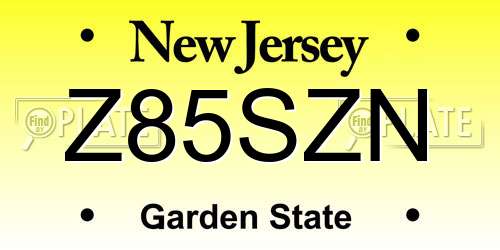 Z85SZN New Jersey License Plate