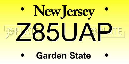Z85UAP New Jersey License Plate