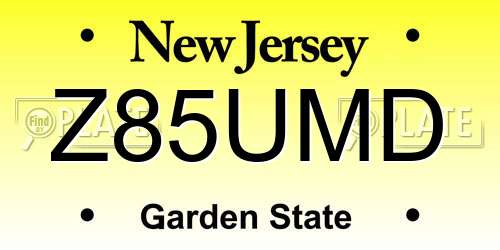 Z85UMD New Jersey License Plate
