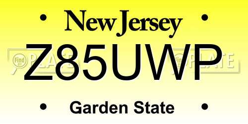 Z85UWP New Jersey License Plate